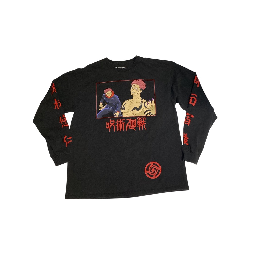Jujutsu Kaisen Yuji Itadori Sukuna Long Sleeve Graphic Tee Black Mens L‎ Anime